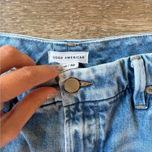 Good American THE WEEKENDER JEAN GGHNF235T Blue864 high rise loose leg sz 14/32 - Picture 3 of 11